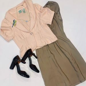 Anthropologie Baby pink short sleeve knit Blazer